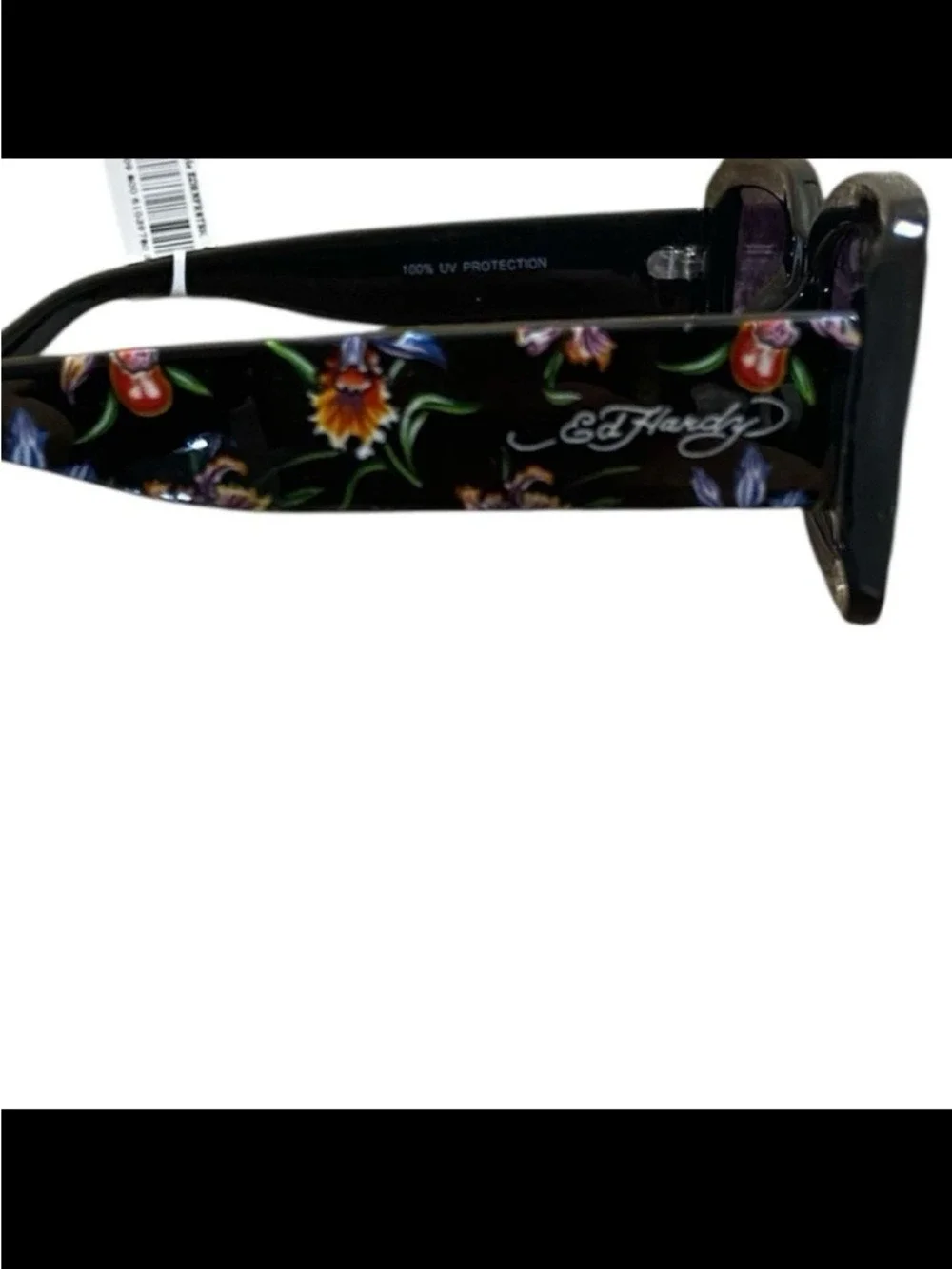 Ed Hardy Black Floral-Print Oversized Women’s Sunglasses NWT